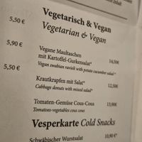 Menu at Herrenkeller in Ulm
