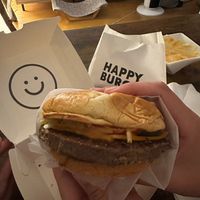 Vegan cheesburger  at Happy Burger  in Toronto