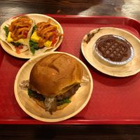 Crispy tofu tacos, Libertine burger, and cheesecake at Algorithm in Philadelphia