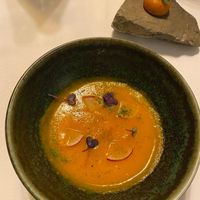 Extra starter (gratis). Delicious soup and a “tomato” that was really a chickpea dish!

 at Cuculia in Florence