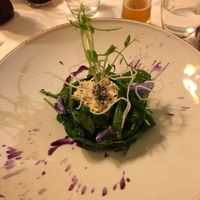 Tofu, spinach, red cabbage cream at Cuculia in Florence
