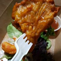 tempura oyster mushroom  at Vegetarian Haven in Toronto