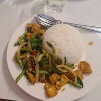 Stir fried basil with Tofu at Meiling in Pakse