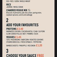 Part of the menu for create your own noodle dishes    at Wok to Walk in Reading