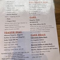 Food menu  at Clouds in My Coffee in Todmorden