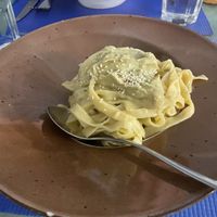 Avocado Pasta 10/10 at La Scala in Santorini
