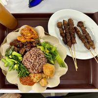 My plate. Five satay and some lemon tea    at Kehidupan Tidak Pernah Berakhir in Bandung