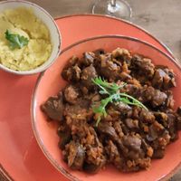 Pilzgulasch à la Bourguignonne mit Kartoffelpüree at Restaurant Jules Verne in Koenigswinter