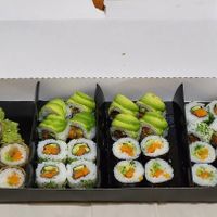 Vegan sushi combination with hot roll at Usushi in Ushuaia