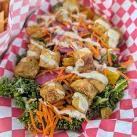 Delicious kale salad vegan as is. You can add marinated tofu for extra protein. Super delicious and filling! at The Grey Eagle Taqueria in Asheville