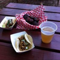 chorizo and tempeh tacos and plantains without sauce (vegan) at The Grey Eagle Taqueria in Asheville