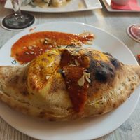 Vegan calzone at Pepperone Pizza y Pasta in Gran Canaria