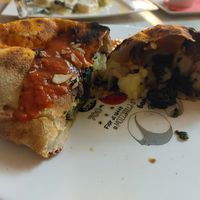 Filled with vegan mozzarella, potato, spinach and almonds. at Pepperone Pizza y Pasta in Gran Canaria