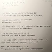 vegan & vegetarian menu at Luna Lu in Sydney
