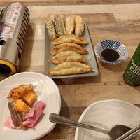 Dumplings & side dishes at Lan's Kitchen in Jeju