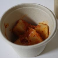 Radish kimchi banchan  at Lan's Kitchen in Jeju