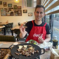 A happy man  at Lan's Kitchen in Jeju