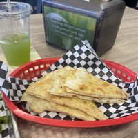 Basic Quesadilla w/Cucumber Lime Agua (almost done)  at Viva Vegan Diner in Upland