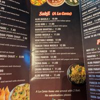 Menu, green leaf = vegan at Chaat Paradise in Folsom