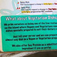 On vegetarian dishes in the menu.  at Drunken Sailors in Koh Lanta