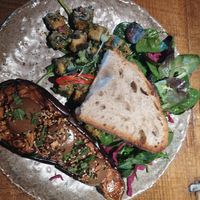 Umami Eggplant and Herbal Tofu at Honest Greens - Caleido in Madrid