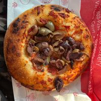 Olive pizzetta  at As Kneaded Bakery in San Leandro