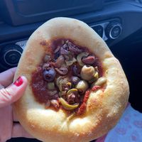 Lovely and Oh So Tasty Vegan Olive Pizzetta 😋  at As Kneaded Bakery in San Leandro
