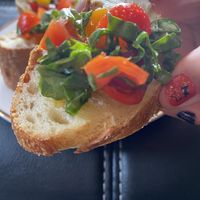 Enjoying bruschetta with 🥖  at As Kneaded Bakery in San Leandro