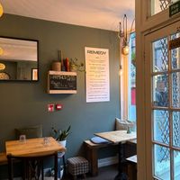 Remedy interior view from our table. at Remedy Coffee Shop in York