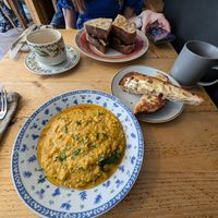 Chickpea scramble and breakfast sandwich at Remedy Coffee Shop in York