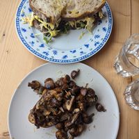 Mushroom miso and bhagi sarnie at Remedy Coffee Shop in York