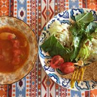 soup and salad  at Loving Hut - Hairlatte in Busan