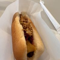 Vegan dog with the works   at IKEA in Oak Creek