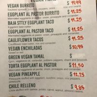 Their vegan menu!  at Sol Mexican Restaurant in Canton