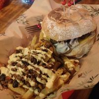 Hamburguesa Orisha con papas montana at Rockabilly Burger Bar - Las Canteras in Gran Canaria