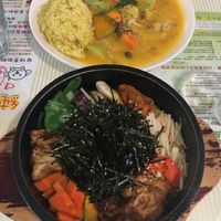 Taiwanese Bibimbap and Southern style coconut and curry  at Loving Hut 愛家 - QingZhong St in Tainan