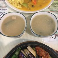 two small (mushroom) soups as side dishes  at Loving Hut 愛家 - QingZhong St in Tainan