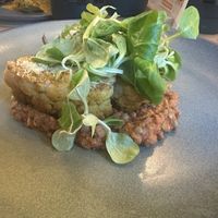 Cauliflower steak with lentils  at Vita Rama in Sofia