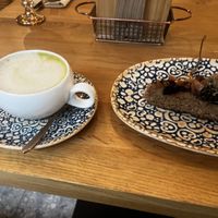 oat matcha and fruit cake   at Vita Rama in Sofia