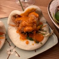 vegan chicken bao buns at Dim T in Loughton