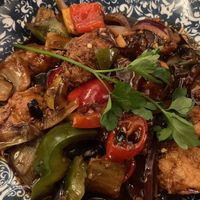 vegan black bean chicken at Dim T in Loughton