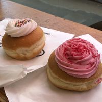 Bubblegum and dairy bread sprinkle donuts   at Daniel's Donuts - Flinders in Melbourne