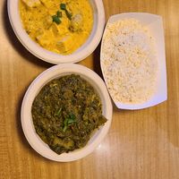 Korma w/ tofu and mushrooms & Saag w/ Mushrooms and mixed vegetables at Great Taste Indian and More in Highlands Ranch