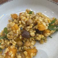 Orzo con olive, pomodori secchi, zucca, ceci  at Fola in Milan