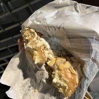 Almond doughnut 🍩 filled with cream  at VegAmazing Doughnuts - Tirso de Molina in Madrid