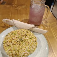 White chocolate topped with pistachios and almonds and a lavender lemonade at VegAmazing Doughnuts - Tirso de Molina in Madrid