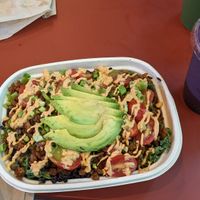 Taco bowl and Blueberry Muffin smoothie at Mother Juice in Cambridge