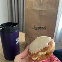 Maple Icing filled with Vanilla Buttercream 🤌  at Lovebirds Donuts in Portsmouth