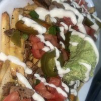 Carne asada fries   at Vegan Alien at Star Bar in Portland