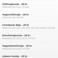 Vegan chili mayo and vegan kimchi mayo at Lådan in Stockholm